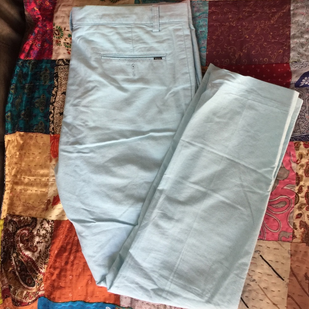 Never worn blue men's polo by Ralph Lauren pants